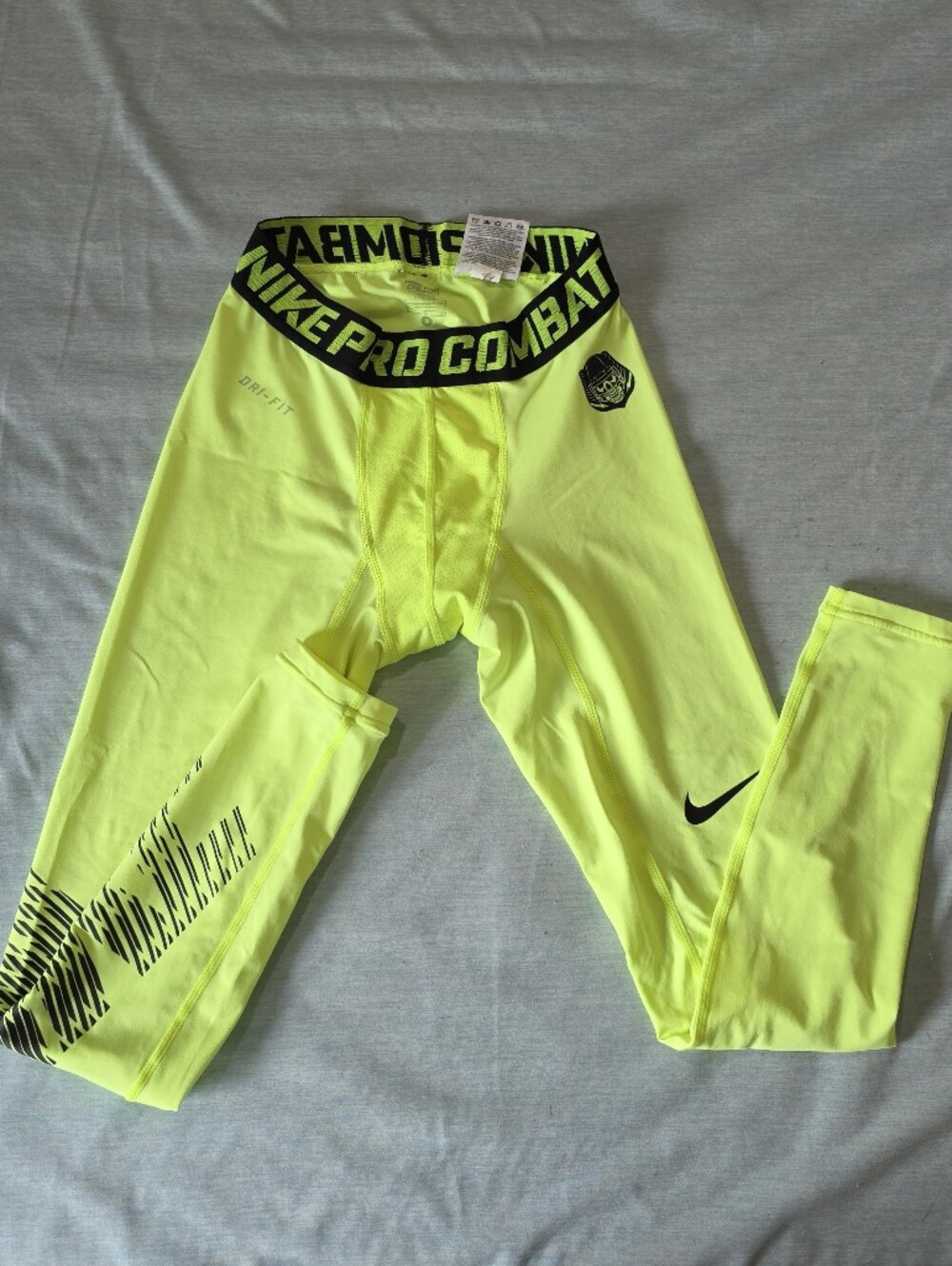 Nike Neon Yellow Pro 3/4-Length Combat Compression Leggings